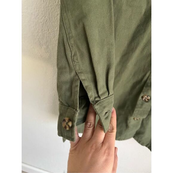 Love by Chesley Woman Army Green Long Sleeve 100% Cotton Denim Button Do… - Picture 6 of 9